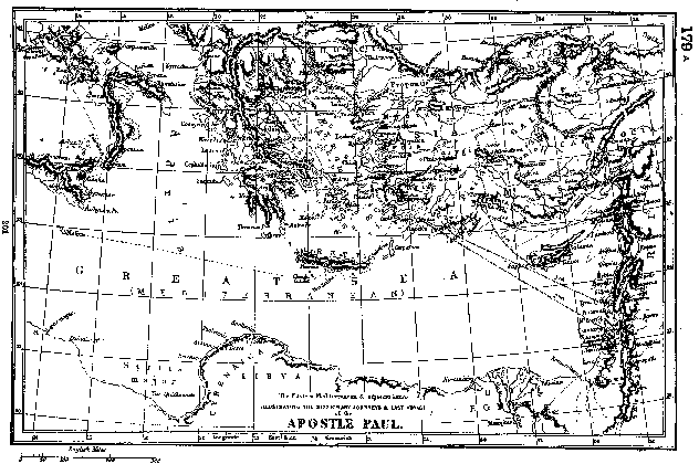Map of The Missionary Journeys and Last Voyage of The Apostle Paul